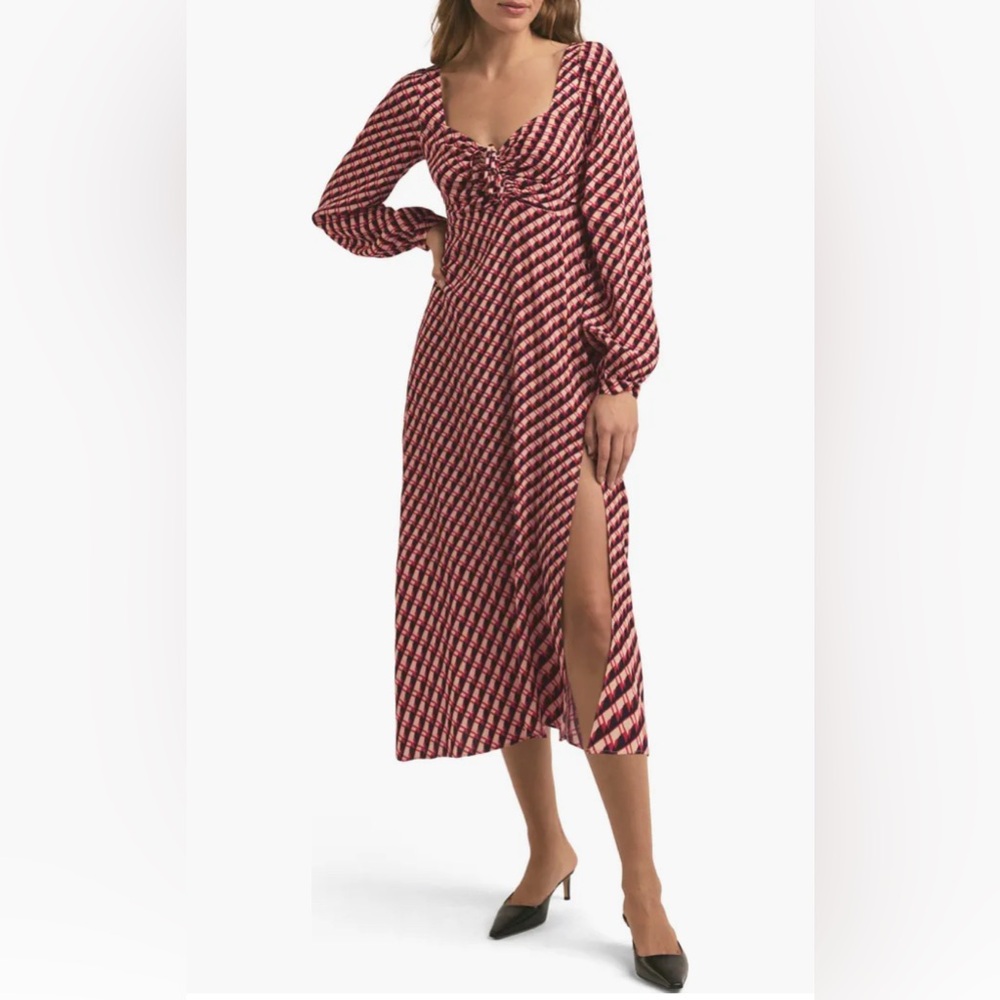Favorite Daughter The Vineyard Geo Print Long Sleeve Midi Dress Sz 0